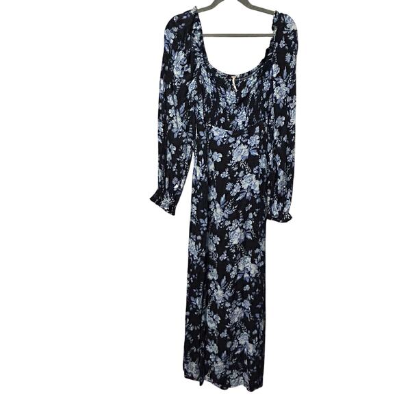 NEW Free People Jaymes Midi Dress Blue Floral Small Cottagecore Romantic Boho - Picture 4 of 15